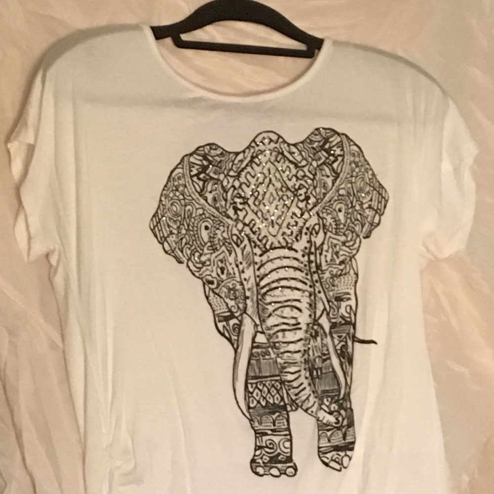 Beautifully Detailed Cap Sleeved Elephant T Shirt